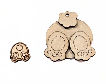 Laser Cut Wooden Bunny Bum Studs & 4pc Dangle Earring Blanks – Easter DIY Jewelry Supply