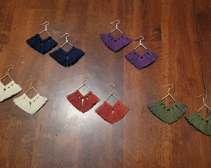 Macrame Hoop Earrings | Boho Macrame Earrings | Choose Your Color