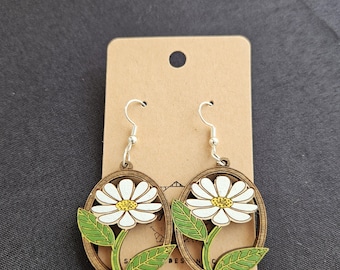 Daisy Dreams Painted Wood Dangle Earrings