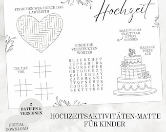 Wedding | Activity for children | Coloring | Activity children's table | Wedding | Activity mat | Download | Coloring book puzzle pdf png
