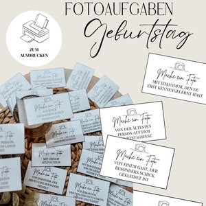 Fotobox-Aufgaben für Geburtstag / Birthday 80 Karten + Freikarten, PDF, Vorlage Ausdrucken, Fotochallenge Aktionsaufgaben Geburtstagsfeier