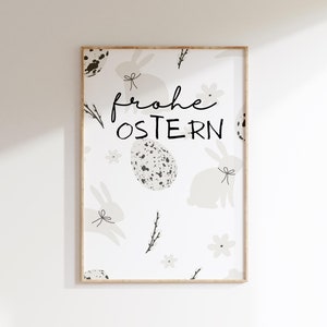 Cartel para Pascua | Decoración de Pascua | Fondos de pantalla | Murales | Conejito de Pascua | Felices Pascuas | Decoración de Pascua | Orejas de conejo, huevos de Pascua, ramas