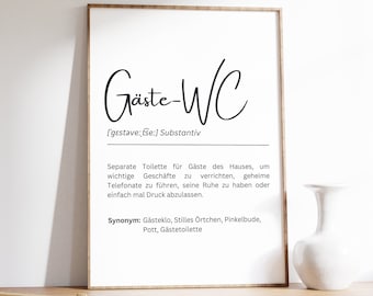 Gäste WC - Bild | Wallpaper für Bad | Klo | Definition WC | Toilette | in 5 VARIANTEN | pdf-Datei | 5 zum Preis von 1 | Geschenk z.B. Umzug