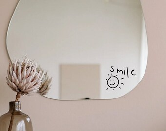 Smile / Smiley - Aufkleber für Spiegel, Laptop/Notebook | Sticker | Schwarz o. Weiß | positiv | Affirmation | Aufkleber | Job Business