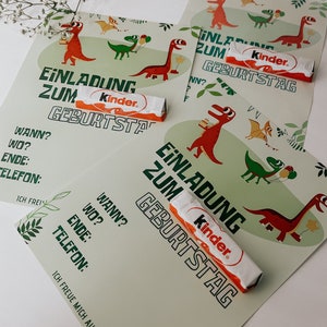 Invitation Children&#39;s Birthday Dino, Dinosaur Party Craft Template Invitation Card Kinder Chocolate Dino Party Boy Birthday Jungle DIY