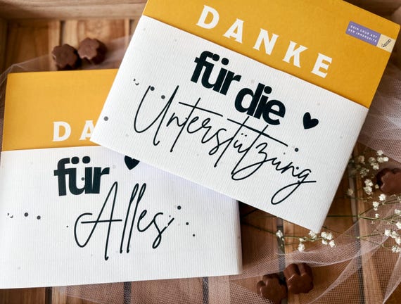 MILKA BOTSCHAFT: 2 in 1 Banderole –DIY Geschenkidee |Digitales Produkt| Dankeschön - Danke für Alles / für Unterstützung -Geschenk Bedanken
