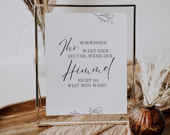 Photo for remembrance | Memorial plaque | Sign for the deceased | Wedding | Marriage | Not here today | Remembrance | Download pdf