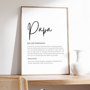 Poster mural "Papa" definition - digital download - 2 versions - black and white - Father's Day / Father's Day gift / Thank you dad - pdf