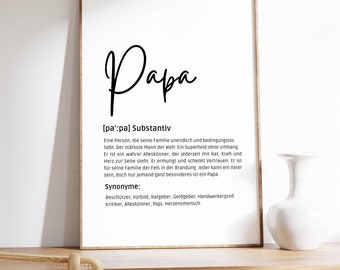 Poster Wandbild „Papa“ Definition - Digital Download - 2 Varianten - schwarz und weiß- Vatertag / Vatertagsgeschenk / Danke Papa - pdf