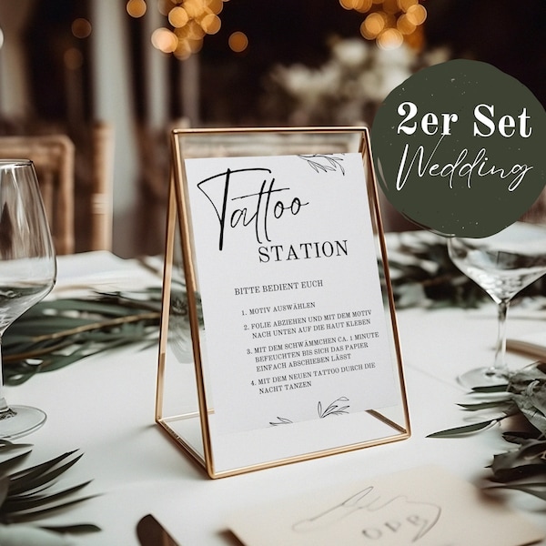 Tattoo Schild | Tattoo Station | Wedding | Poster Schild | Foto | Tattoos | digital download | Hochzeit Schild | sofort print | pdf 2er Set