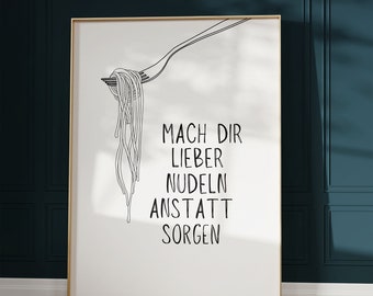 Pasta instead of worries | Kitchen - picture | Wallpaper for kitchen | Cooking | Kitchen | in 2 different versions | pdf file | dont worry Pasta