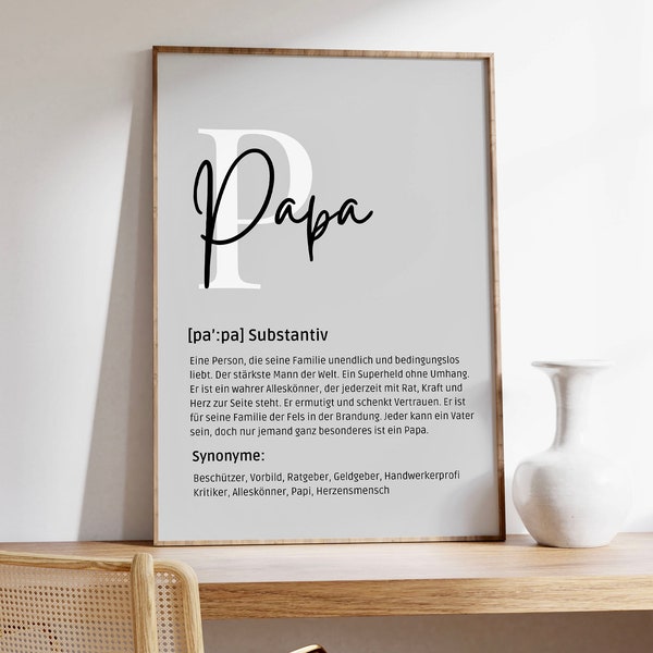 Poster mural “Dad” definition - digital download - 4 variants - beige and gray - Father's Day / Father's Day gift / Thank you Dad - pdf