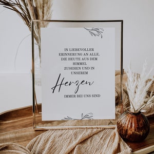 Digital photo for remembrance | Memorial plaque | Sign | in heaven | Wedding | Marriage | Not being there today | Remembrance | 3 versions