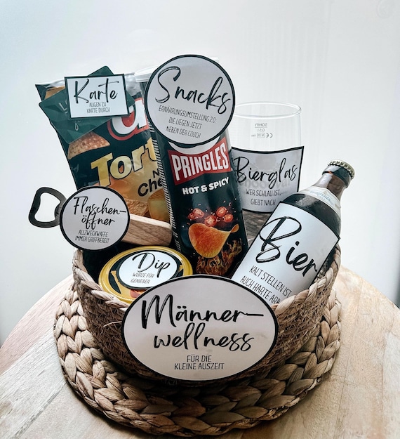 Geschenk für Männer | 10 Etiketten |Männergeschenk | Geschenkkorb für Mann | Papa | Ehemann | Männerwellness Geburtstagsgeschenk Dowload pdf