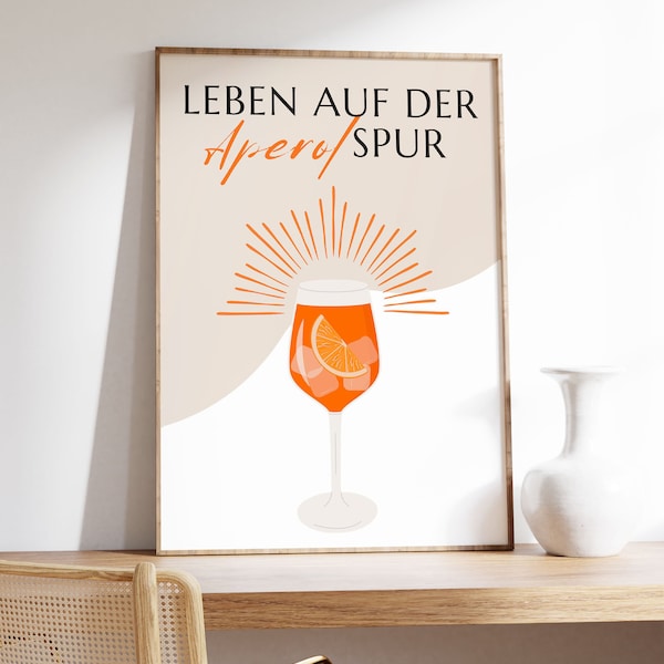 Life on the Aperol trail| Wallpaper for living area or kitchen | Saying Aperol Spritz Lover | Posters | pdf file | 2for1 | Gift APEROLSPUR