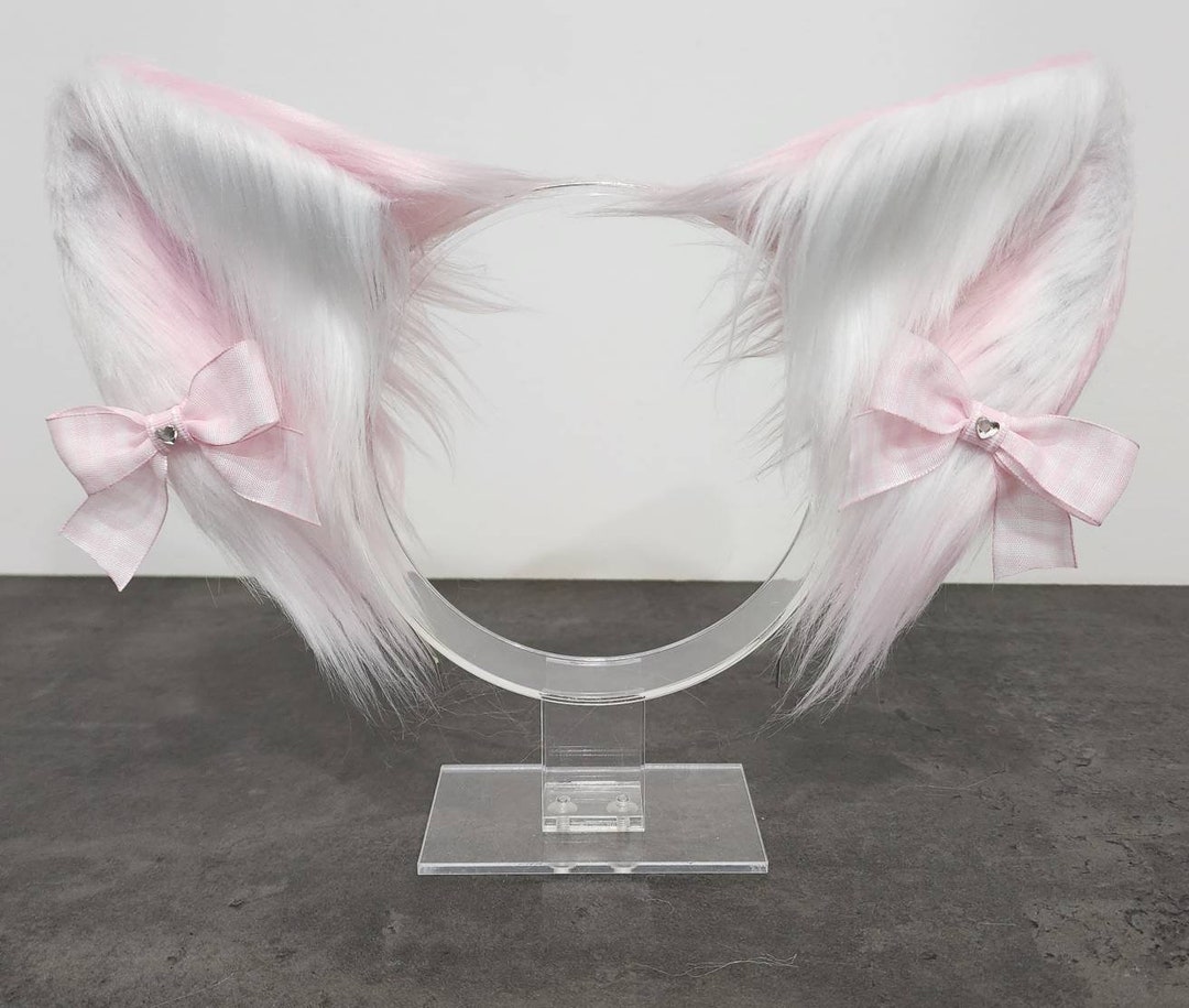 Pink and White Cat Ear Headband Cat Ears Etsy