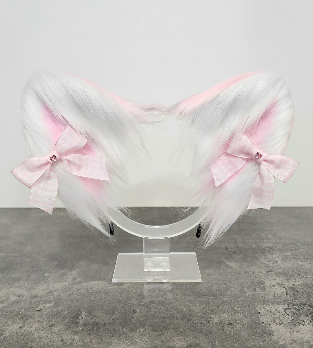 Pink and White Cat Ear Headband Cat Ears Etsy