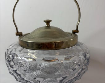 Victorian Glass Biscuit Barrel with Silver Plate Lid – Antique Jam Jar Container