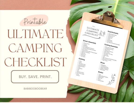 PRINTABLE Ultimate Camping Checklist Minimalistic Camping - Etsy Israel