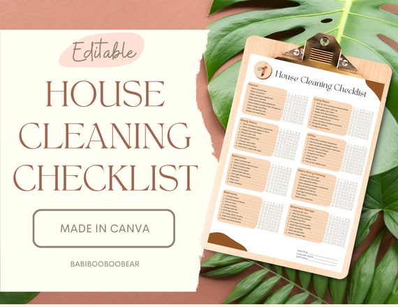 EDITABLE/PRINTABLE House Cleaning Checklist Housekeeping - Etsy