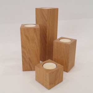 Oak Tea Light Candle Holder Set of 4
