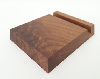Rustic Walnut Phone Stand, Handcrafted Phone Holder
