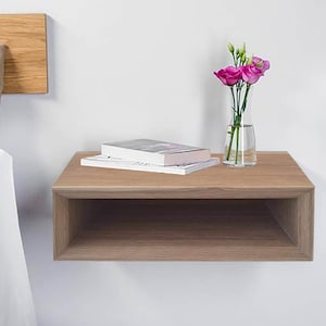 2x Oak Floating Nightstands: Stylish, and Space-Saving Bedside Table Pair