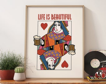Queen Of Hearts Retro Y2k Poster, College Dorm Decor