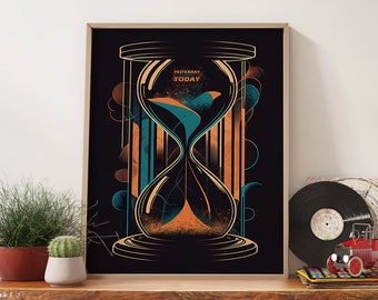 Retro 70s Hourglass Art Print - Abstract Shapes Poster