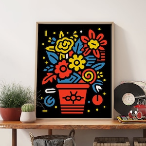 Keith Haring Style Pop Art Poster - Bauhaus Wall Art  Retro Poster, Aesthetic Room Decor Exhibition Print Museum Poster