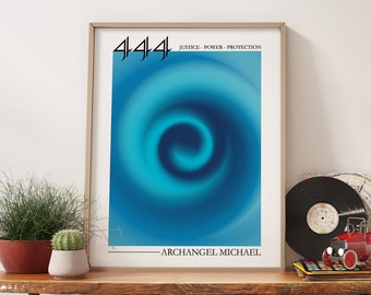 Impresión del aura angelical 444, Arcángel Miguel, póster con gradiente espiritual