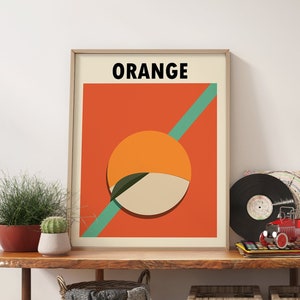 Minimalist Orange Wall Art Print, Retro Orange Print, Boho Wall Art Modern Orange Decor, Orange Kitchen Decor, Vintage Poster