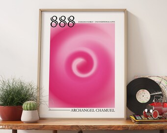 Rose Gradient Aura Print: Angel Number 888, Archangel Chamuel