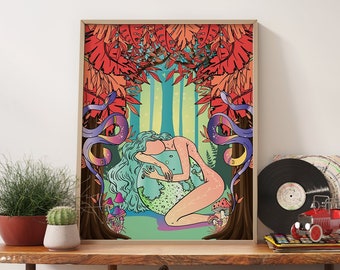 Mutter Erdgöttin Poster, 70s Retro Art Print