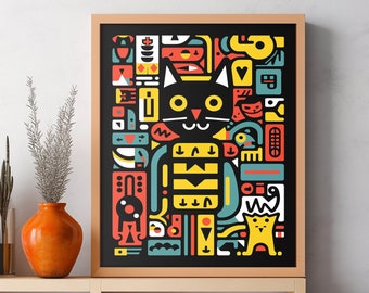 Keith Haring Style Pop Art Poster - Bauhaus Wall Art  Retro Poster, Aesthetic Room Decor Bauhaus Print Museum Poster