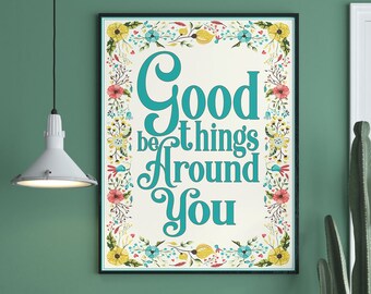70s Floral 'Good Things' Art Print, Retro Dorm Decor