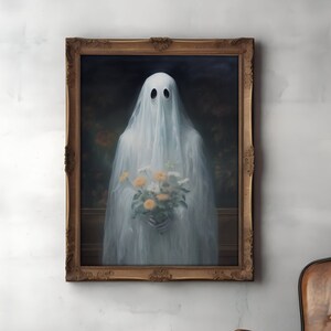 Ghost Portrait Dark Academia Halloween Decoration Ghost Wall Art, Spooky Art Prints, Vintage Poster, Haunting Gothic Decor