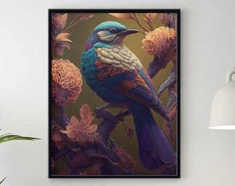 Bird Vintage Poster, Antique illustration, Botanical Print, Vintage Wall Art Aesthetic Room Decor, Vintage Art Print