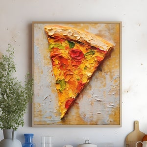 Pizza Art Print - Oil Paint Kitchen Wall Decor Pizza  Wall Art - Giclee Food Wall Print - Italian Cuisine Wall Art, Impasto Poster