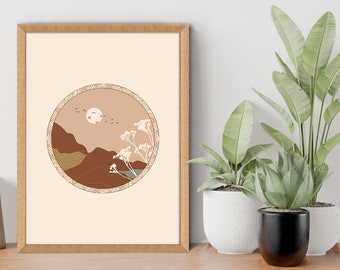 Mid Century Modern Mountain Print | Abstract Boho Wall Art
