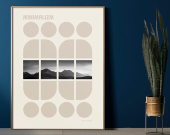 Bauhaus Print Abstract Geometric Poster Minimalist Wall Art, Minimal Art Aesthetic Room Decor Modern Neutral Wall Art