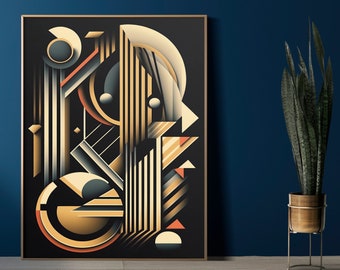 Art Deco Print Geometric Abstract Wall Art, Modern Art Deco Home Decor, Geometric Abstract Wall Art, Elegant Art Deco Wall Art