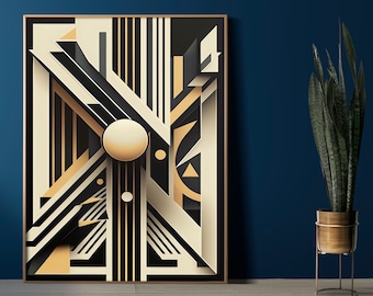 Art Deco Print Geometric Abstract Wall Art, Modern Art Deco Home Decor, Geometric Abstract Wall Art, Elegant Art Deco Wall Art