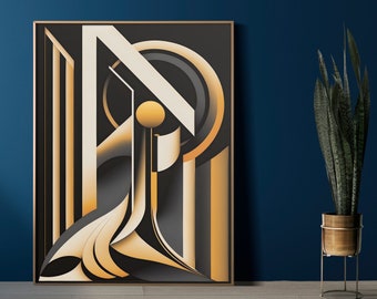 Geometric Art Deco Style, Abstract Patterns Wall Decor, Art Deco Wall Art Eclectic Room Decor, Geometric Prints, Abstract Wall Art