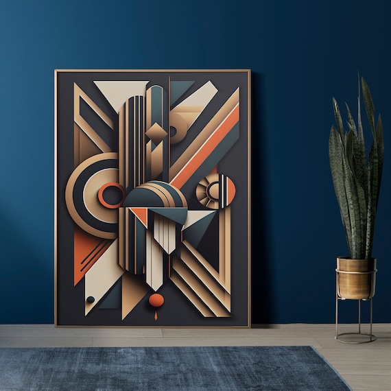 Art Deco Geometric Print, Abstract Wall Art, Symmetrical Design
