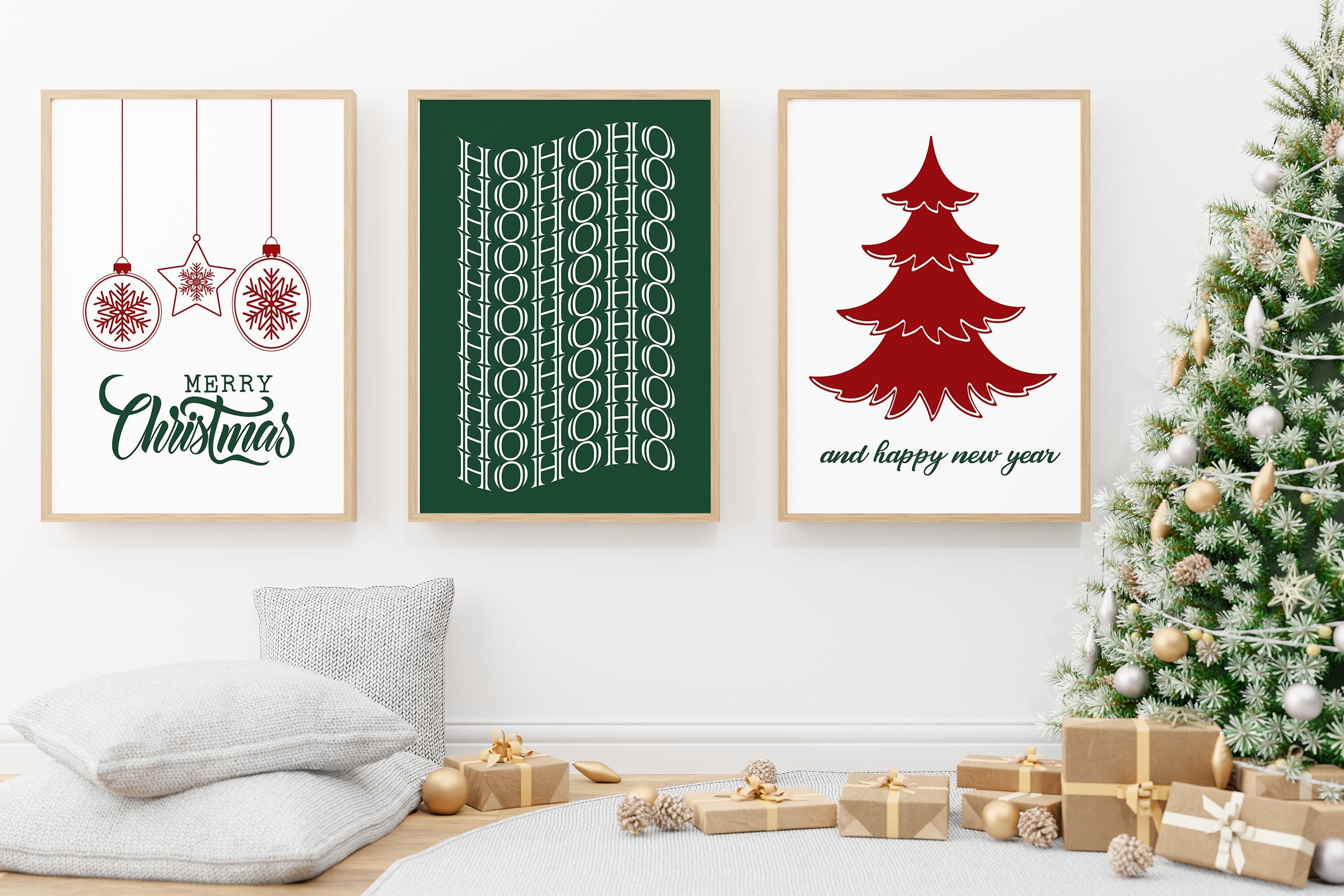 Christmas Decor Christmas Art Print Set of 3 Christmas Wall Etsy UK
