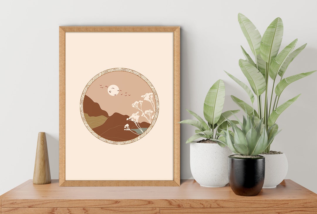 Mid Century Modern Mountain Print | Abstract Boho Wall Art - Etsy