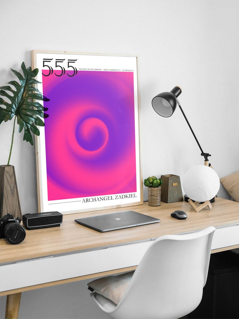 555 Print, Angel Numbers Poster, Spiritual Print, Gradient Wall Art ...