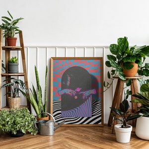 70s psychedelic poster Y2k decor psychedelic art, Girl apartment decor vintage poster, Psychedelic wall art, Weird art print, Wall art