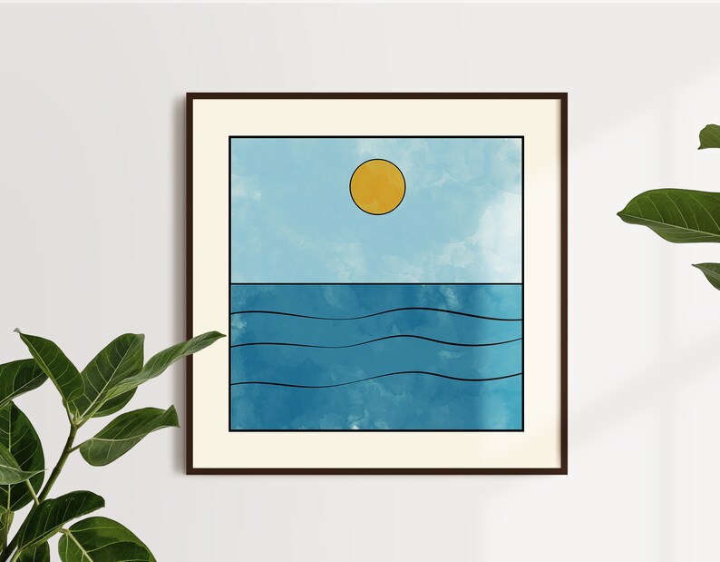 Set of 4 Square Wall Art Sunrise Sunset Abstract Art Print Etsy